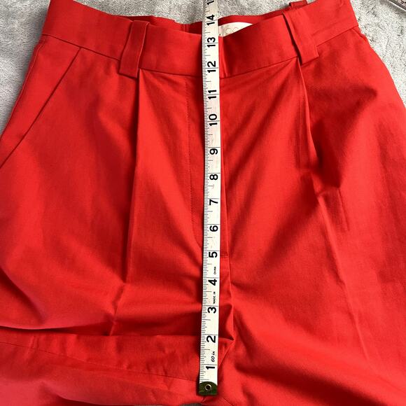 COS Women sz 2 Trouser Bermuda Pleated Shorts Linen Blend Red/Orange Old Money - Picture 7 of 9